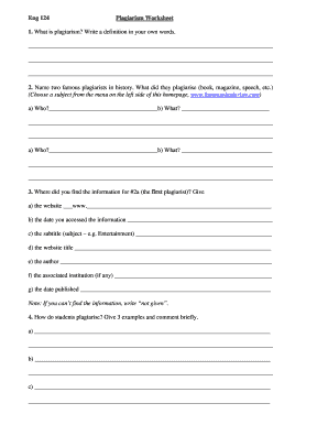 Plagiarism Worksheet  Form