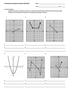 Increasing Decreasing and Constant Worksheet Answer Key  Form