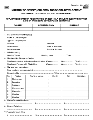 Self Help Group Registration Form PDF