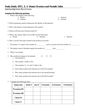 Atomic Structure Study Guide  Form
