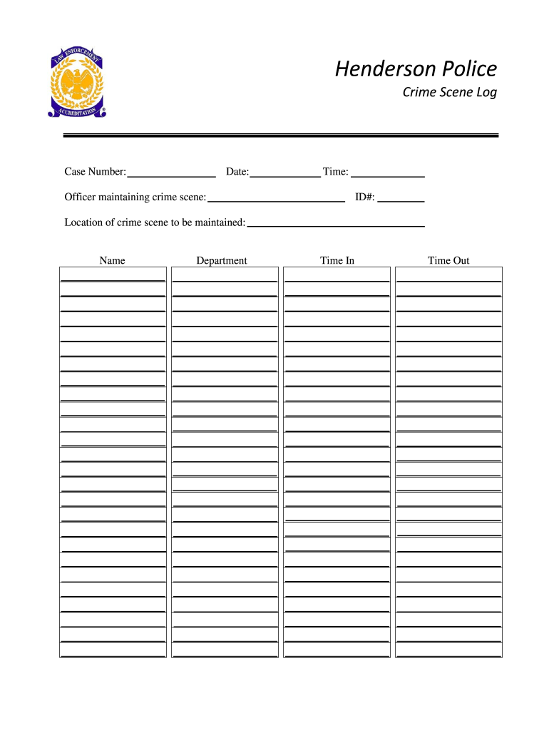 Crime Scene Evidence Log  Form: get and sign the form in seconds