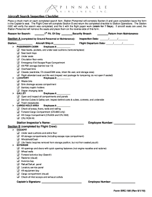 Aircraft Security Search Checklist  Form