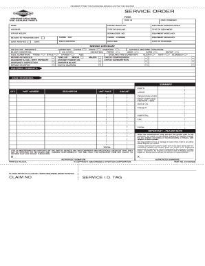 Briggs and Stratton Service Order Forms