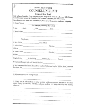 Loyola Jesuit College Checklist  Form