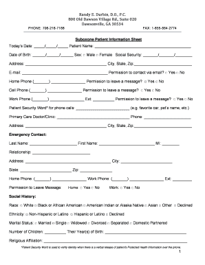 Patient Information Sheet Drrandydurbincom