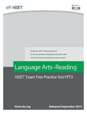 Hiset Reading Practice Test PDF  Form