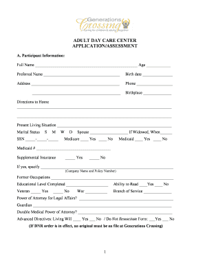  ADULT DAY CARE CENTER APPLICATIONASSESSMENT 2008