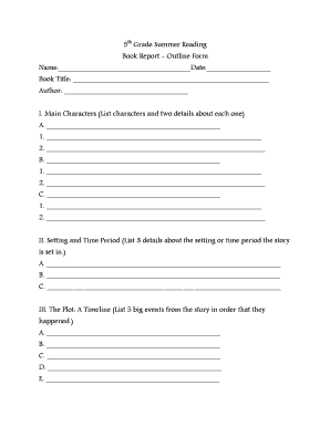 5th Grade Summer Reading Book Report Epiphany Catholic School  Form