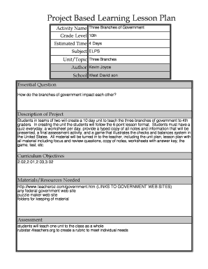 Activity Name Three Branches of Government  Form