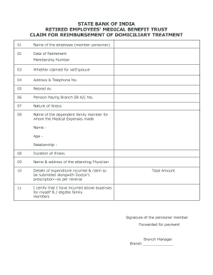 SBIREMBS Domiciliary Treatment Reimb Form Pmd 2014-2024