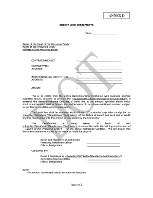 Credit Line Certificate Sample  Form