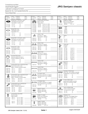 Ausmassblatt JRG Sanipex Classic 1 2 13  Form