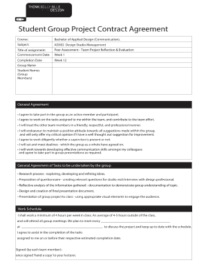Student Group Contract Template  Form