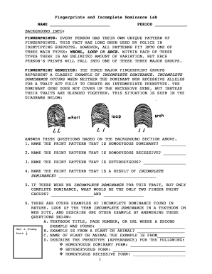 Fingerprints and Incomplete Dominance Lab Answer Key  Form