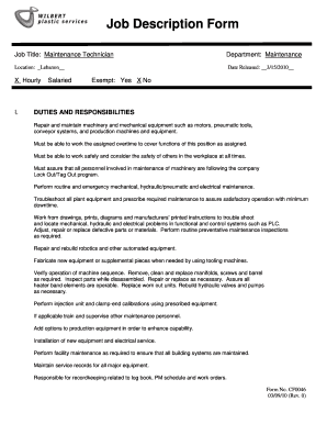 Technician Job Description  Form