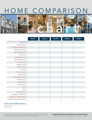 Home Comparison Chart  Form