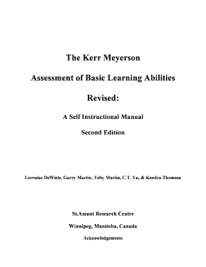 Assessment of Basic Learning Abilities  Form