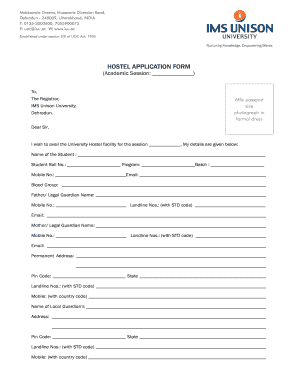 HOSTEL APPLICATION FORM Iuuac