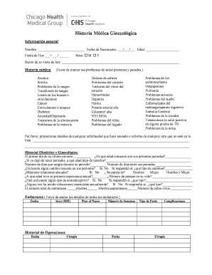 Medical History CHMG OB GYN Spanishdoc  Form