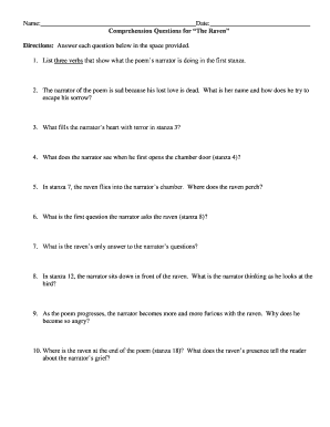 The Raven Questions and Answers PDF  Form