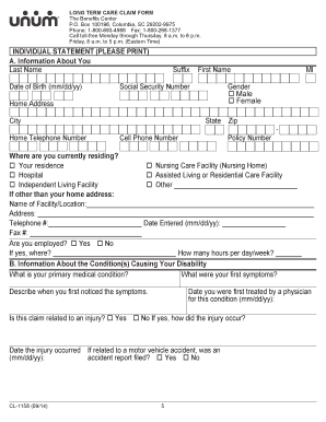  Unum Long Term Care Claim Form 2021