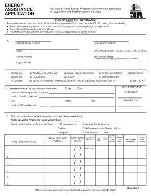 Energy Assistance Application  Form