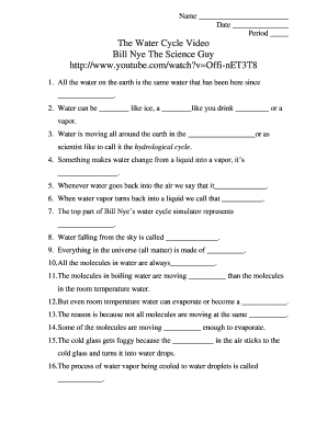 Bill Nye Water Cycle Worksheet  Form