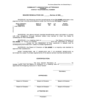 Meeting Resolution Format in Bengali