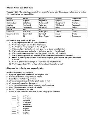 Meiosis Quiz  Form