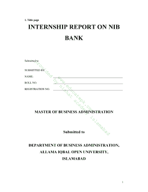 Internship Report Cover Page  Form