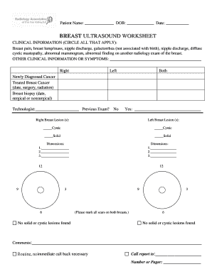 Breast Ultrasound Worksheet  Form