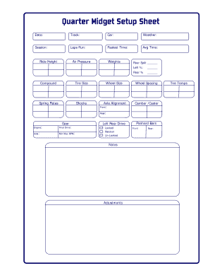 Quarter Midget Setup Table  Form