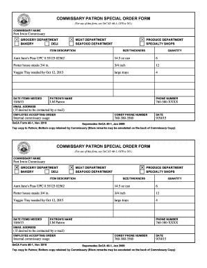 Commissary Order Form Irwin Army