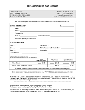 Allegan County Dog License  Form