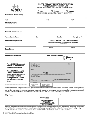 DHS 1377 Direct Deposit Authorization Form
