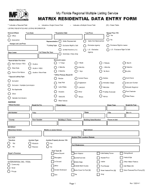 Blank Mls Listing Sheet  Form