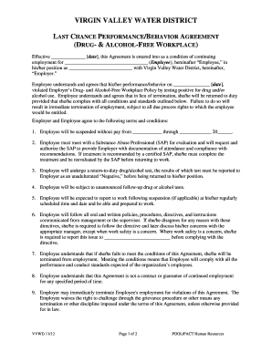 Last Chance Agreement Template  Form