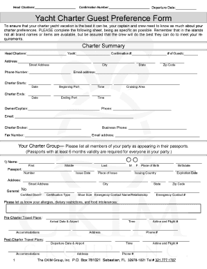 Yacht Guest Preference  Form