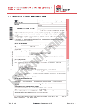 Verification of Death Form Smr010530