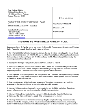 Sample Motion to Withdraw Guilty Plea  Form