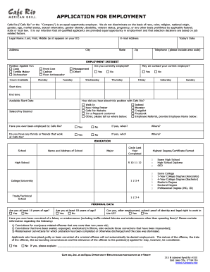 Cafe Rio Updated Employment Application March 00754443PDF WdNOSTAMP  Form