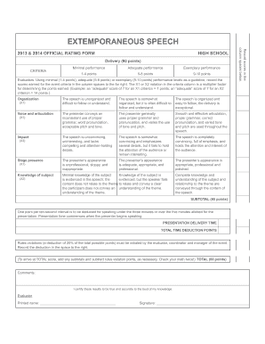 Criteria for Extemporaneous Speech  Form