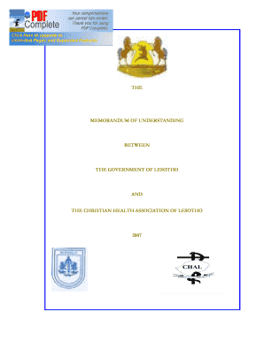 What is the Memorandum of Understanding between Chal and the Government of Lesotho Form