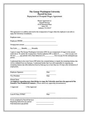 Payroll Repayment Agreement Template  Form