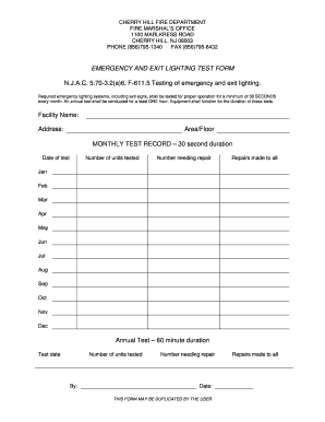 Emergency Lighting Test Sheet PDF  Form