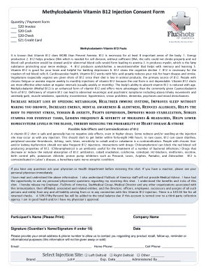 Methylcobalamin Vitamin B12 Injection Consent Form Flushotsamerica