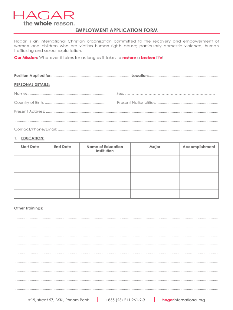 Hagger Applications  Form