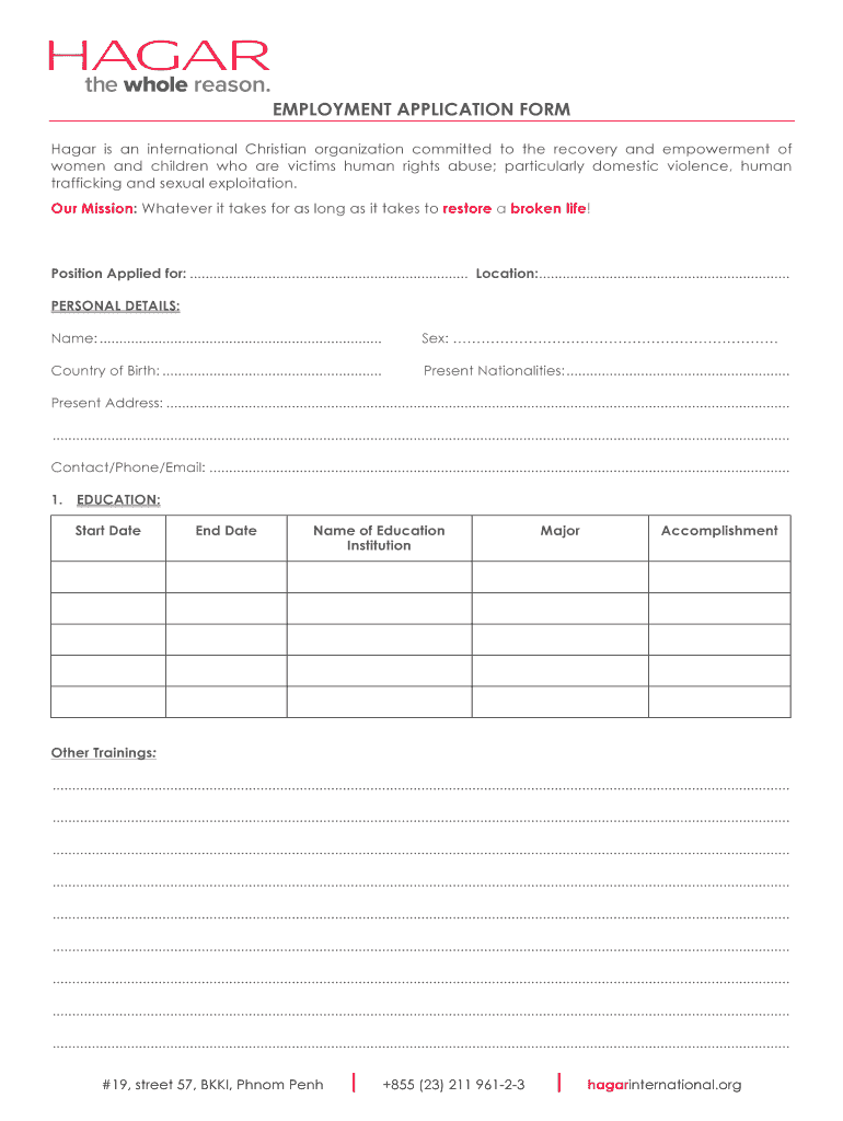 Hagger Applications Form