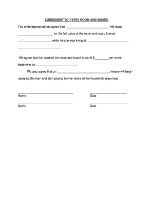 Room and Board Agreement Template for Parents Ssi  Form