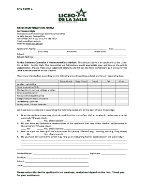 Recommendation Form